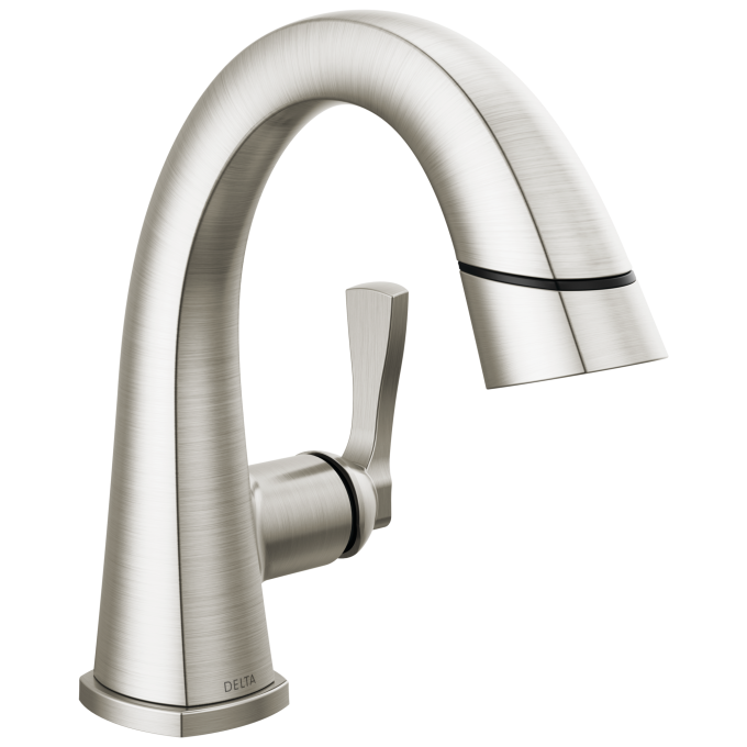 DELTA Stryke Single Handle Pull Down Bathroom Faucet — Lumicoat® Stainless