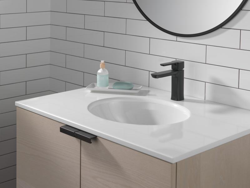 DELTA Modern Single Handle Project-Pack Bathroom Faucet — Matte Black