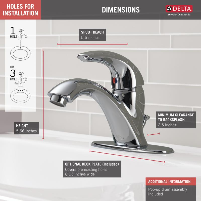 DELTA Classic Single Handle Bathroom Faucet — Chrome