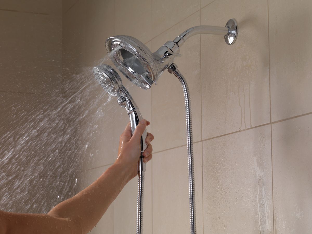 DELTA Universal Showering Components H2OKINETIC In2ition 4-Setting Two-in-One Shower — Chrome