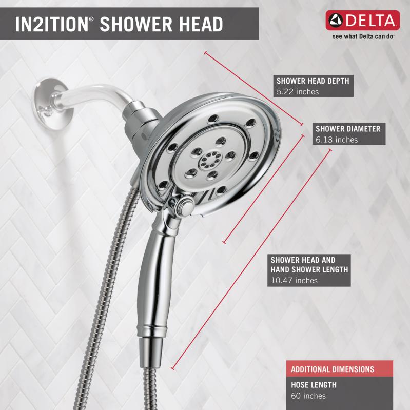 DELTA Universal Showering Components H2OKINETIC In2ition 4-Setting Two-in-One Shower — Chrome