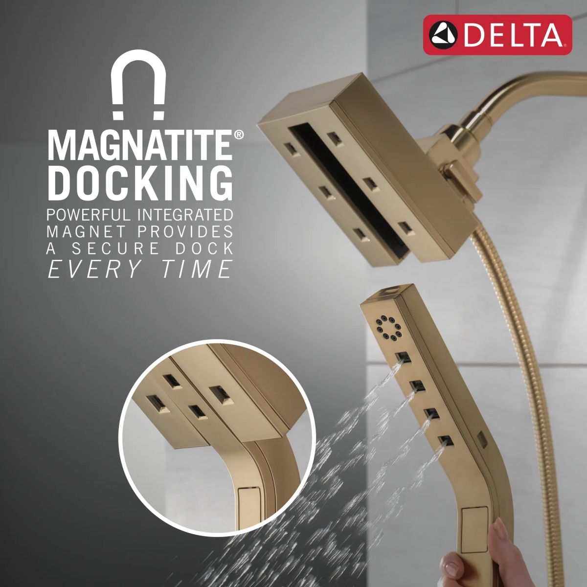 DELTA Universal Showering Components H2Okinetic In2ition 4-Setting Two-In-One Shower — Lumicoat® Champagne Bronze