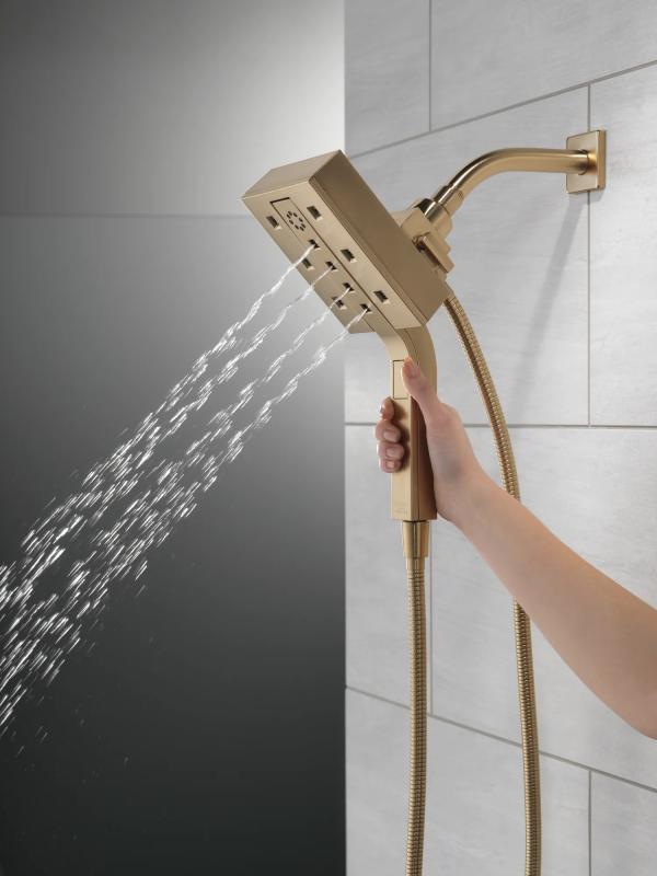 DELTA Universal Showering Components H2Okinetic In2ition 4-Setting Two-In-One Shower — Lumicoat® Champagne Bronze