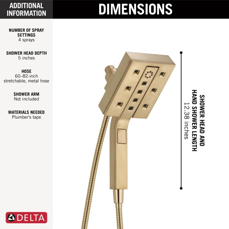 DELTA Universal Showering Components H2Okinetic In2ition 4-Setting Two-In-One Shower — Lumicoat® Champagne Bronze