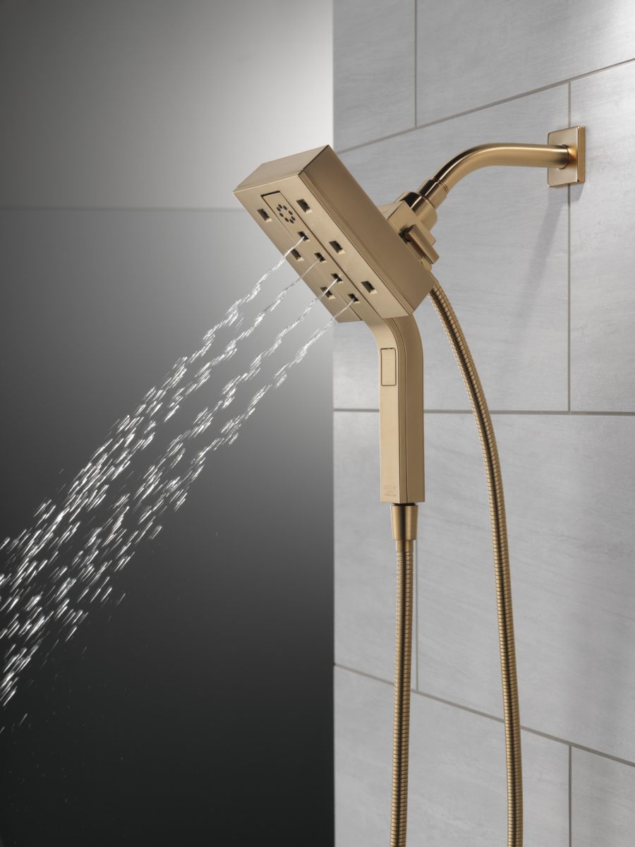 DELTA Universal Showering Components H2Okinetic In2ition 4-Setting Two-In-One Shower — Lumicoat® Champagne Bronze