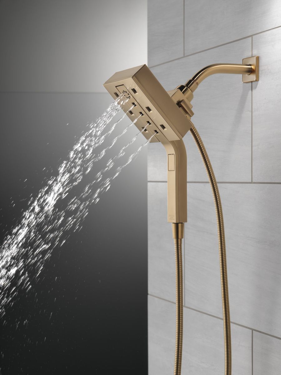 DELTA Universal Showering Components H2Okinetic In2ition 4-Setting Two-In-One Shower — Lumicoat® Champagne Bronze