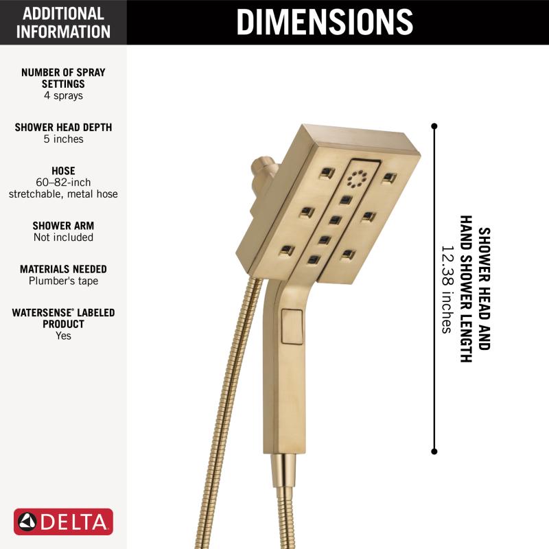 DELTA Universal Showering Components H2OKINETIC In2ition 4-Setting Two-in-One Shower (Recertified) — Lumicoat® Champagne Bronze