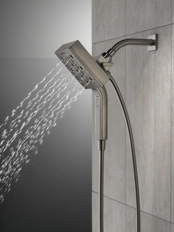 DELTA Universal Showering Components H2Okinetic In2ition 4-Setting Two-in-One Shower — Lumicoat® Black Stainless