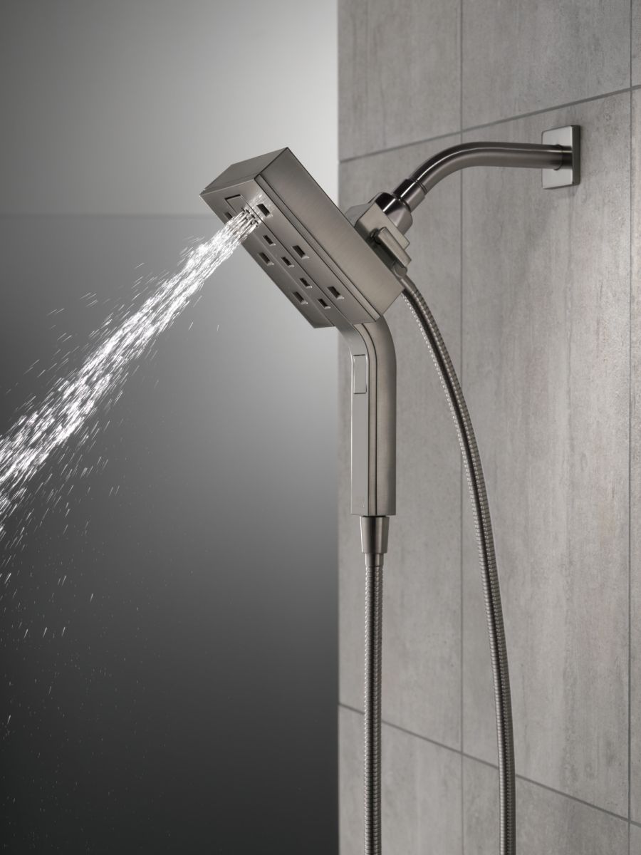 DELTA Universal Showering Components H2Okinetic In2ition 4-Setting Two-in-One Shower — Lumicoat® Black Stainless