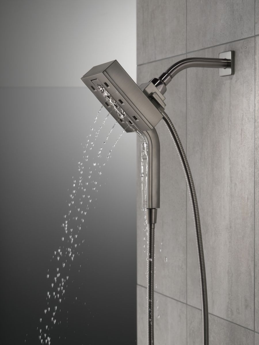DELTA Universal Showering Components H2Okinetic In2ition 4-Setting Two-in-One Shower — Lumicoat® Black Stainless