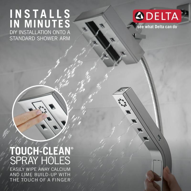 DELTA Universal Showering Components H2OKINETIC In2ition 4-Setting Two-in-One Shower — Lumicoat® Chrome