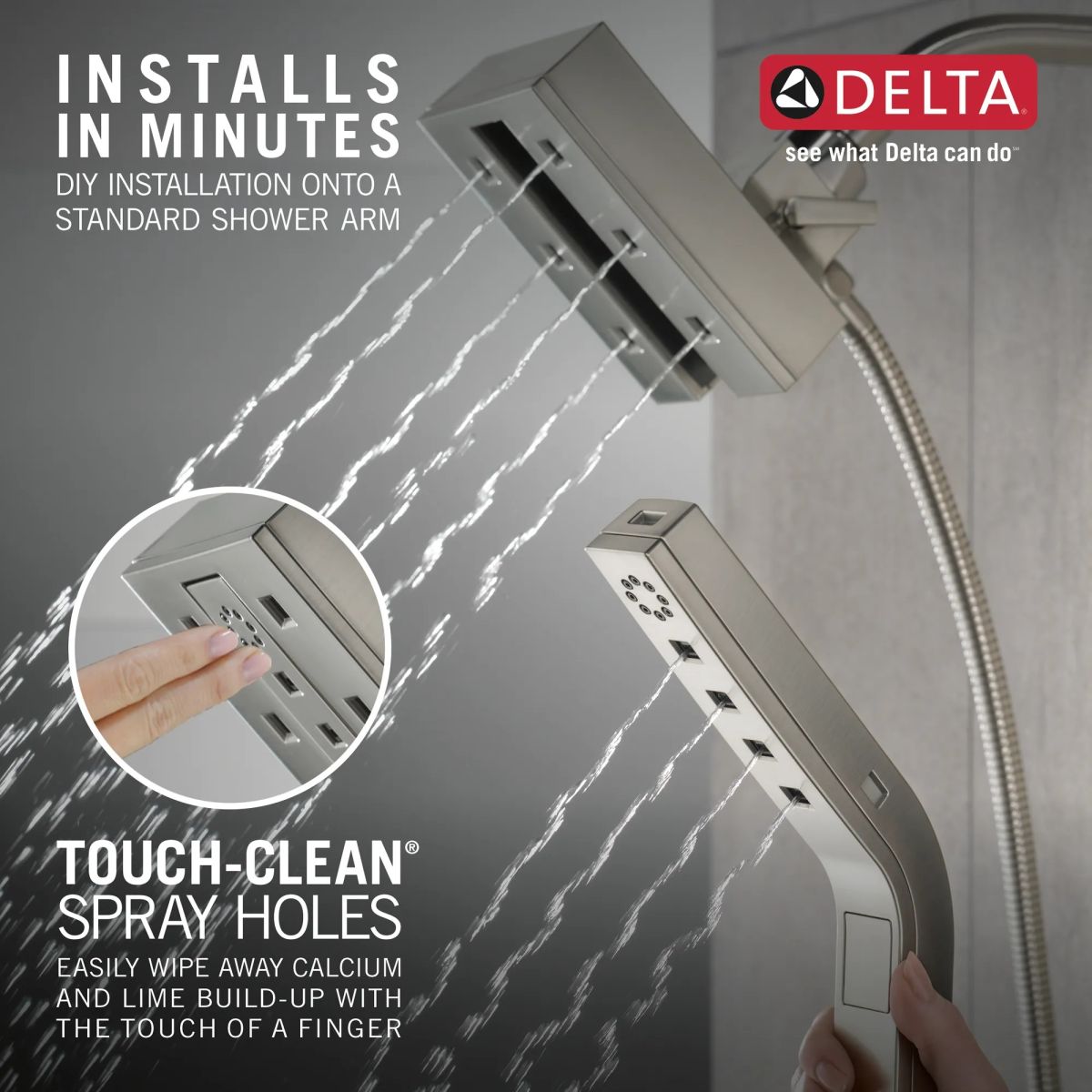 DELTA Universal Showering Components H2OKINETIC In2ition 4-Setting Two-in-One Shower — Lumicoat® Stainless