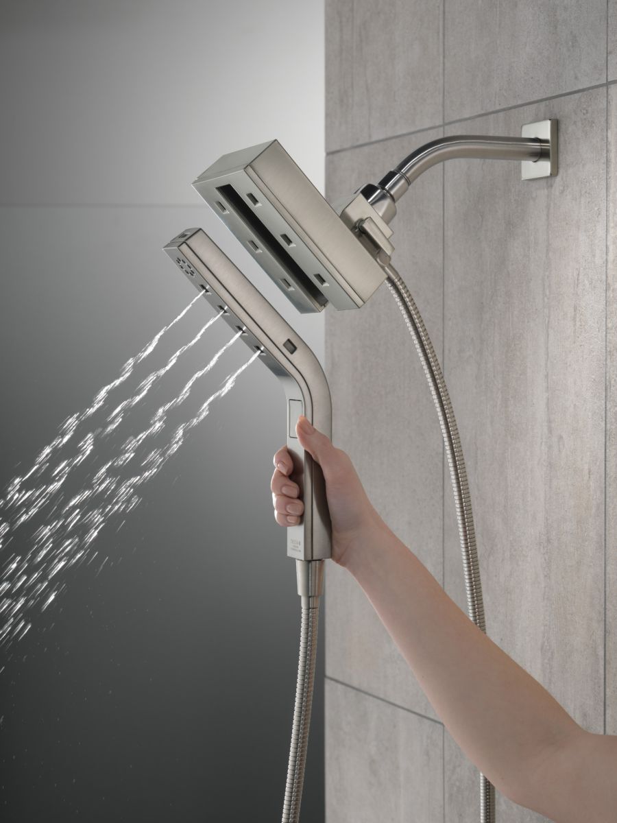 DELTA Universal Showering Components H2OKINETIC In2ition 4-Setting Two-in-One Shower — Lumicoat® Stainless