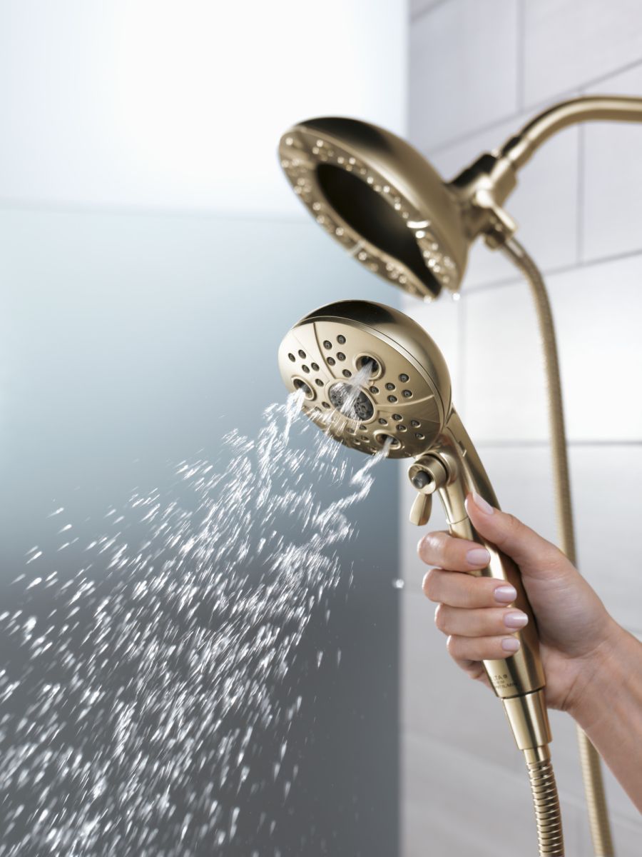 DELTA Universal Showering Components H2Okinetic In2ition 5-Setting Two-In-One Shower — Lumicoat® Champagne Bronze