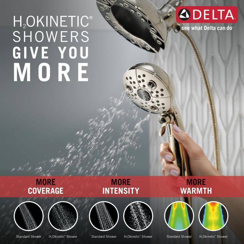 DELTA Universal Showering Components H2OKINETIC In2ition 5-Setting Two-in-One Shower — Polished Nickel