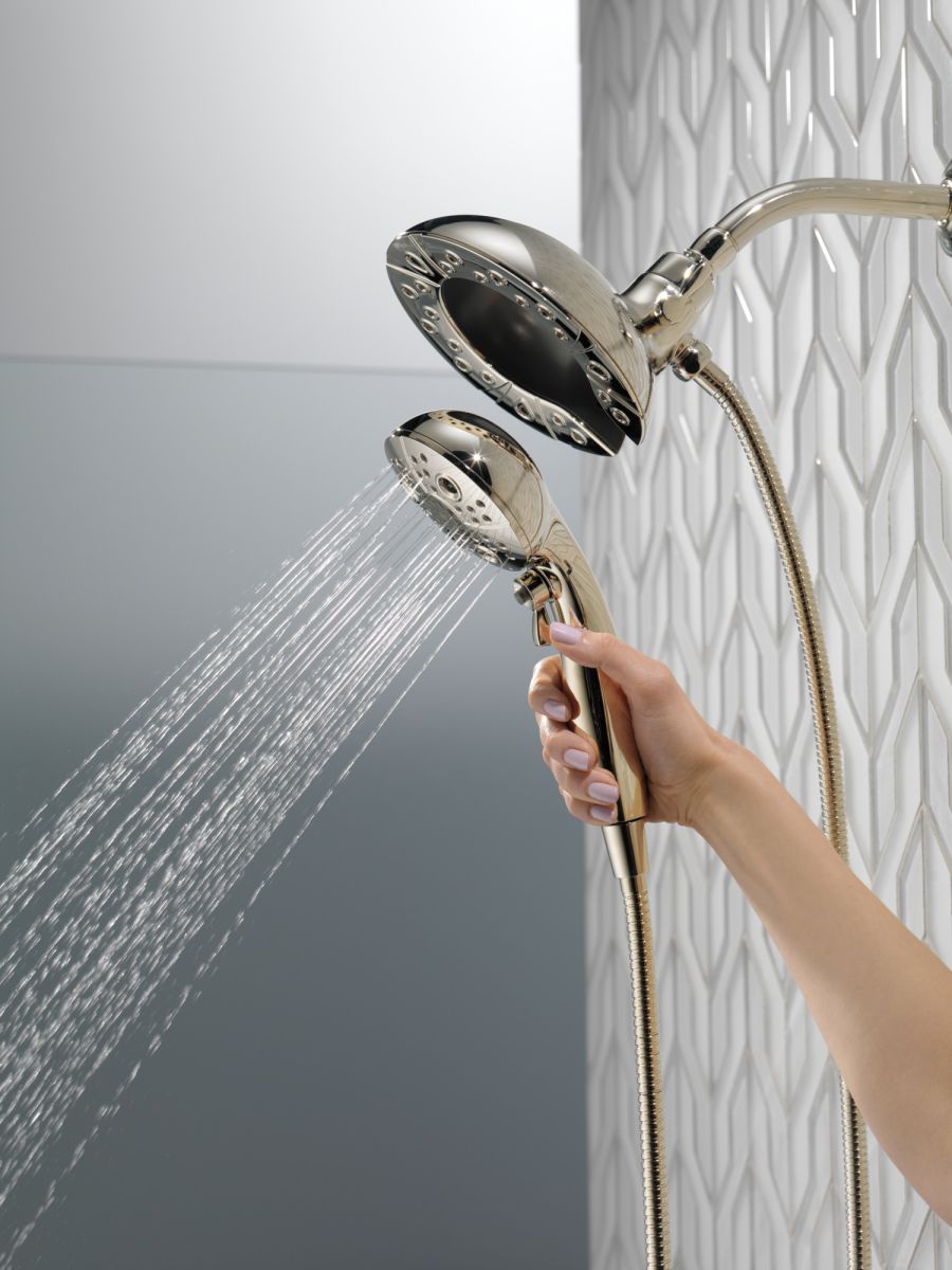 DELTA Universal Showering Components H2Okinetic In2ition 5-Setting Two-In-One Shower — Lumicoat® Polished Nickel