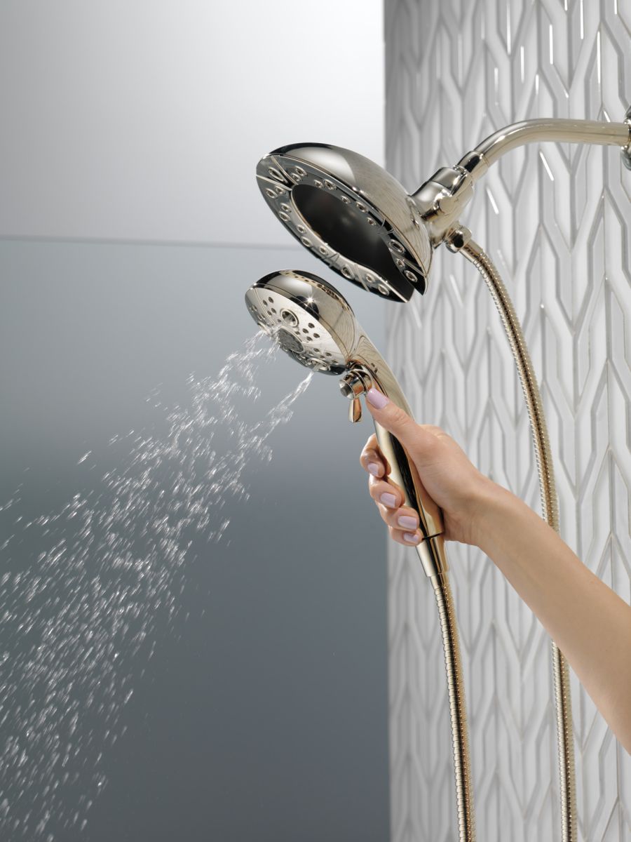 DELTA Universal Showering Components H2Okinetic In2ition 5-Setting Two-In-One Shower — Lumicoat® Polished Nickel
