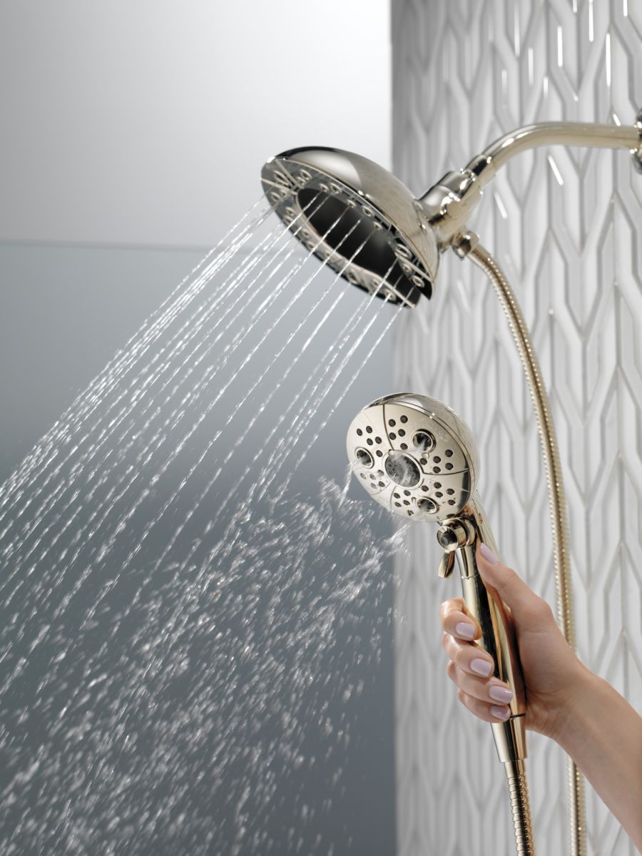 DELTA Universal Showering Components H2Okinetic In2ition 5-Setting Two-In-One Shower — Lumicoat® Polished Nickel
