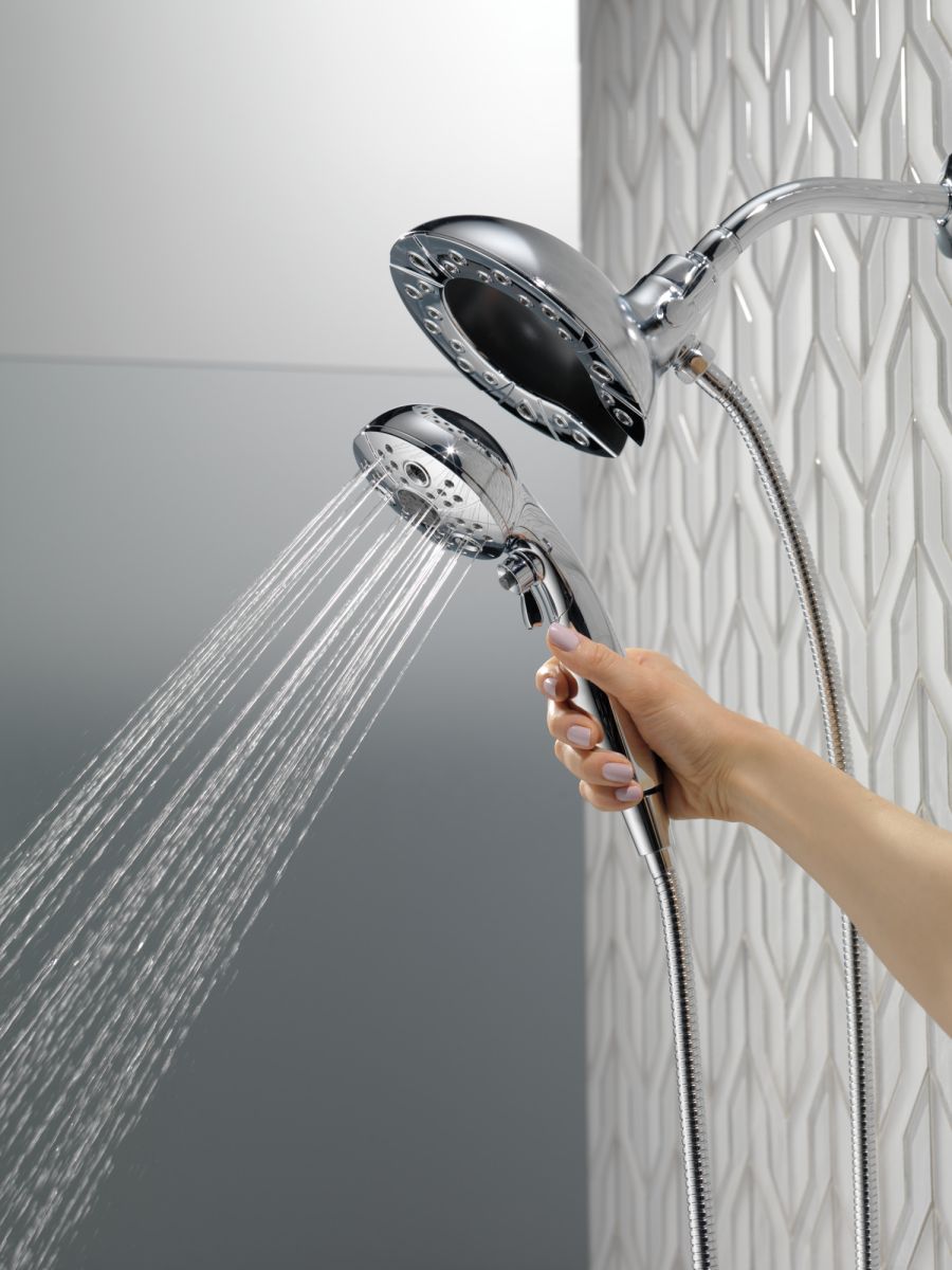 DELTA Universal Showering Components H2Okinetic In2ition 5-Setting Two-In-One Shower — Lumicoat® Chrome
