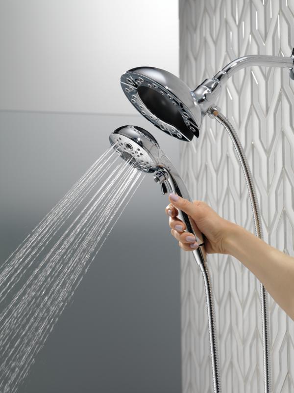 DELTA Universal Showering Components H2Okinetic In2ition 5-Setting Two-In-One Shower — Lumicoat® Chrome