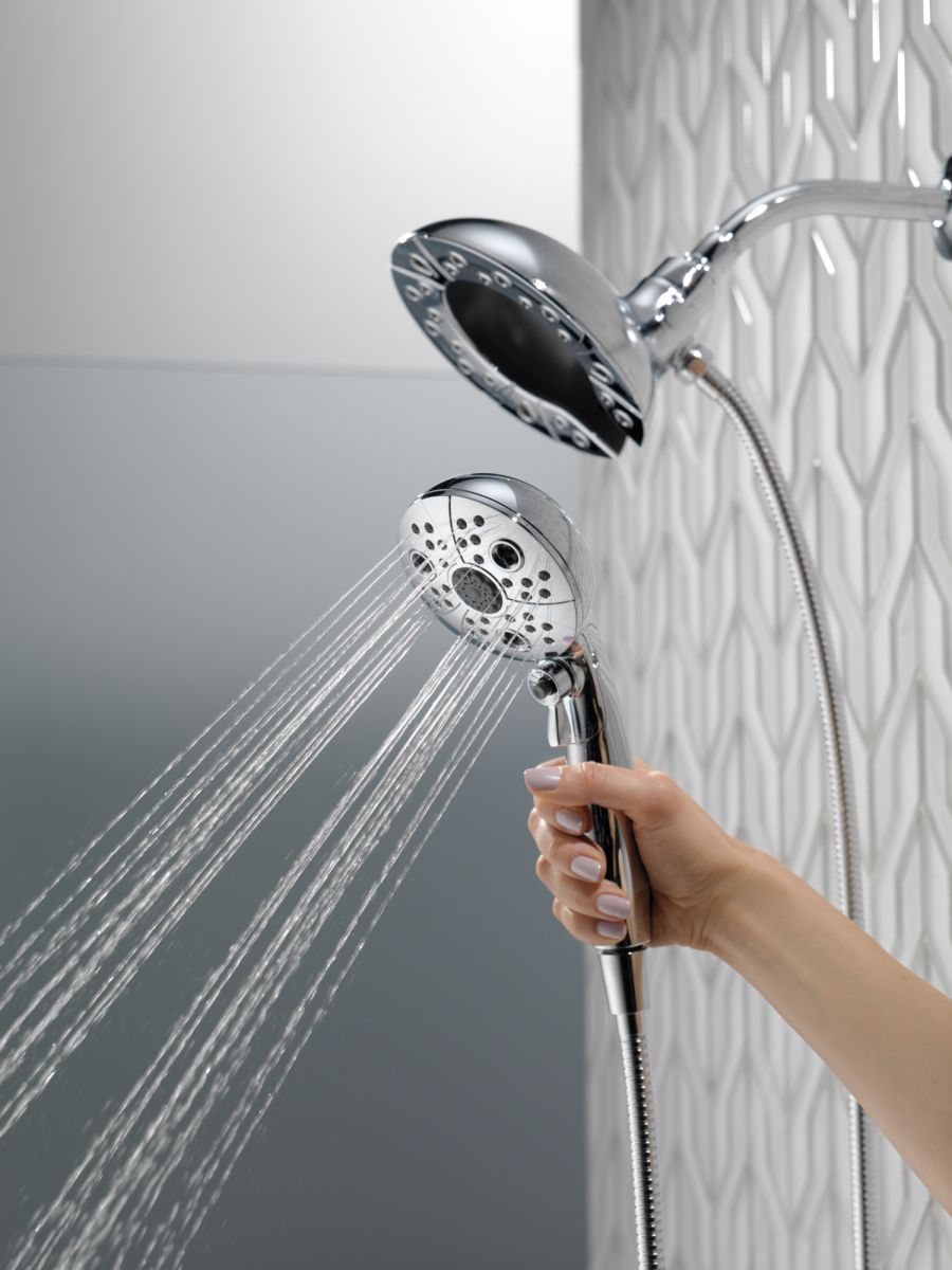 DELTA Universal Showering Components H2Okinetic In2ition 5-Setting Two-In-One Shower — Lumicoat® Chrome