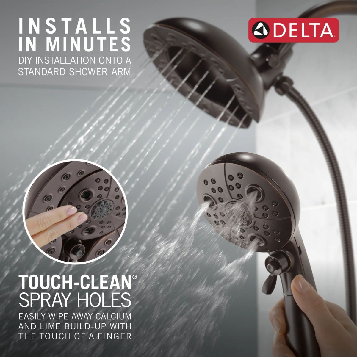 DELTA Universal Showering Components H2OKINETIC In2ition 5-Setting Two-in-One Shower — Venetian Bronze