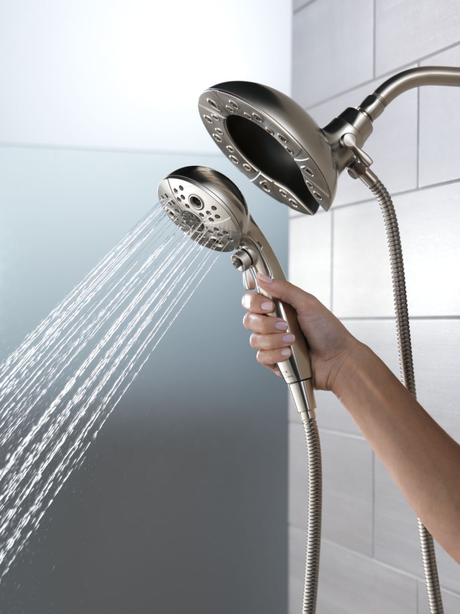 DELTA Universal Showering Components H2Okinetic In2ition 5-Setting Two-In-One Shower — Lumicoat® Stainless