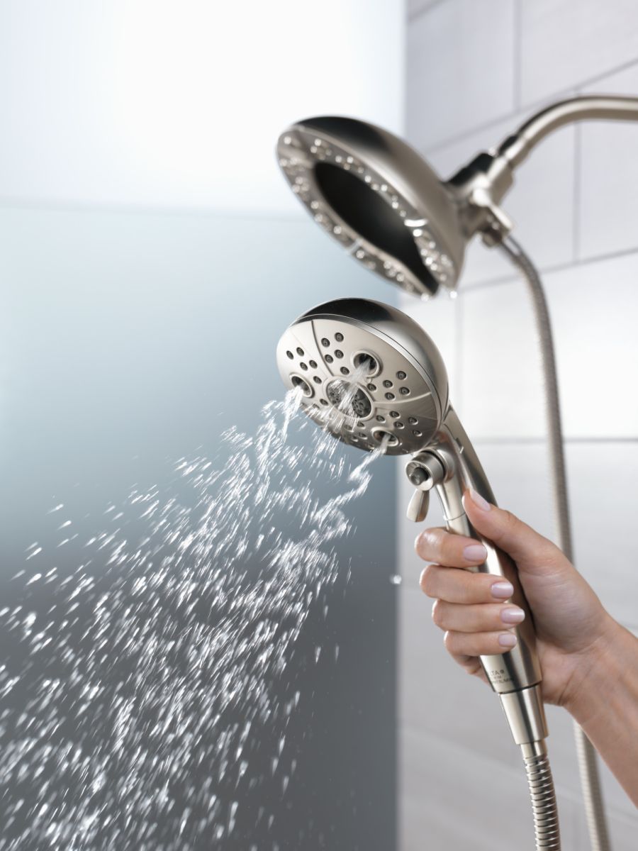 DELTA Universal Showering Components H2Okinetic In2ition 5-Setting Two-In-One Shower — Lumicoat® Stainless