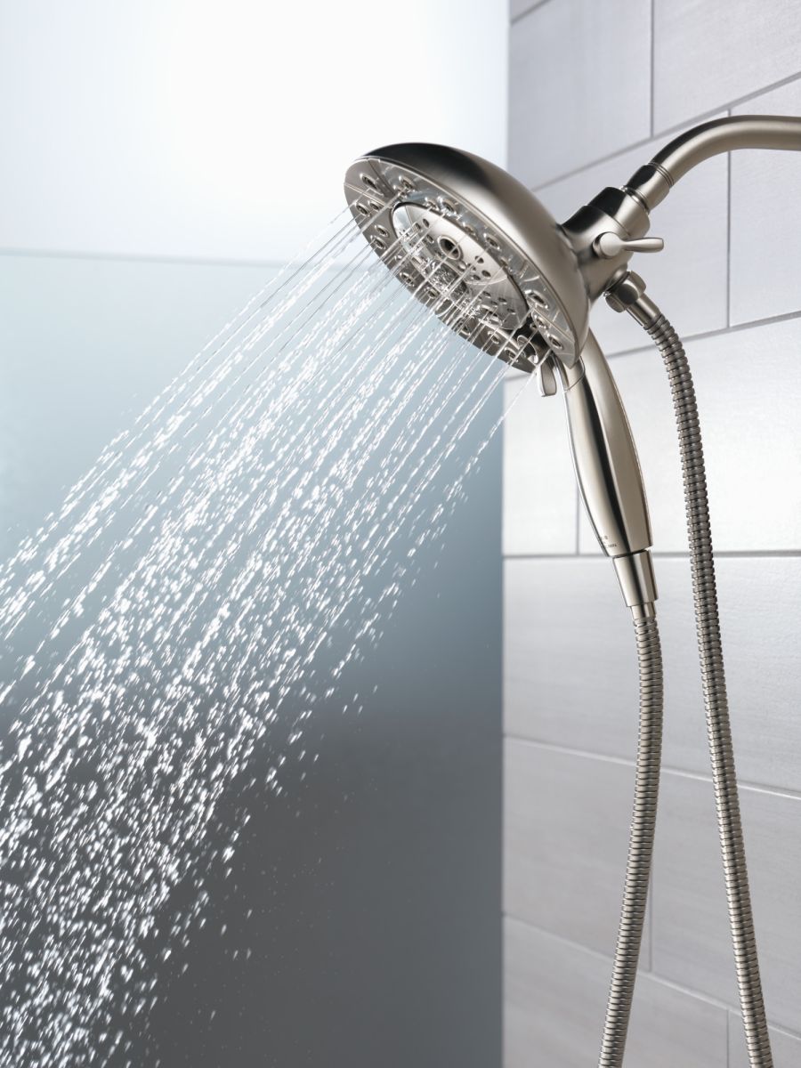 DELTA Universal Showering Components H2Okinetic In2ition 5-Setting Two-In-One Shower — Lumicoat® Stainless