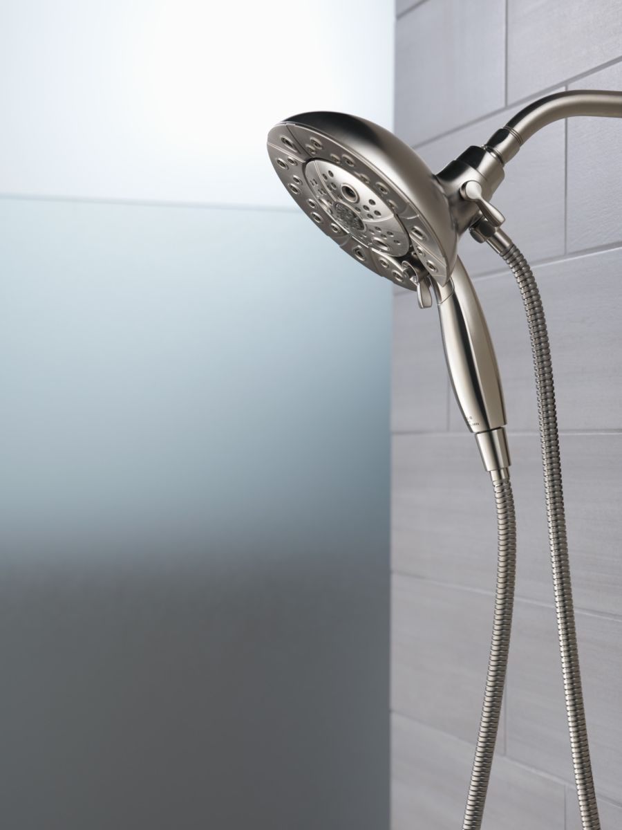 DELTA Universal Showering Components H2Okinetic In2ition 5-Setting Two-In-One Shower — Lumicoat® Stainless