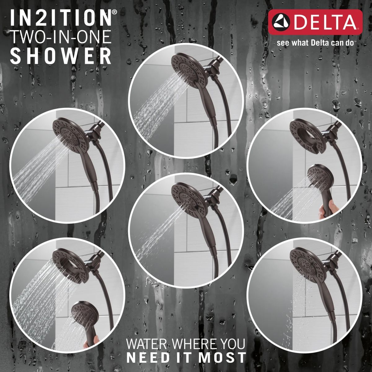 DELTA Universal Showering Components In2ition HSSH 1.75 GPM 4-Setting — Venetian Bronze