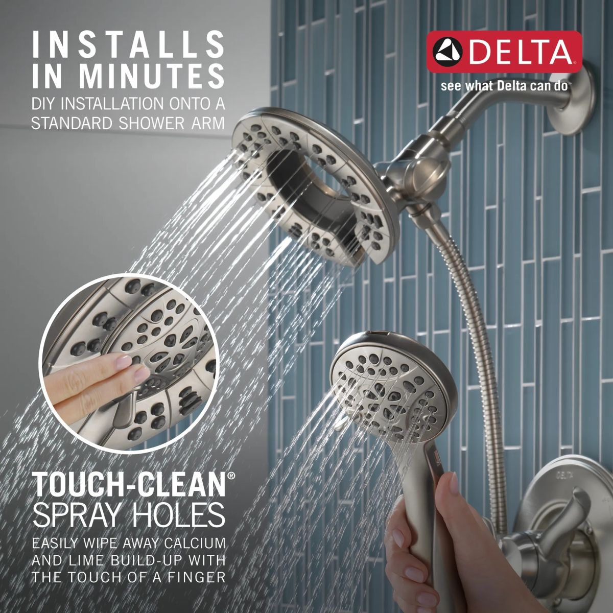 DELTA Universal Showering Components In2ition HSSH 1.75 GPM 4-Setting — Stainless