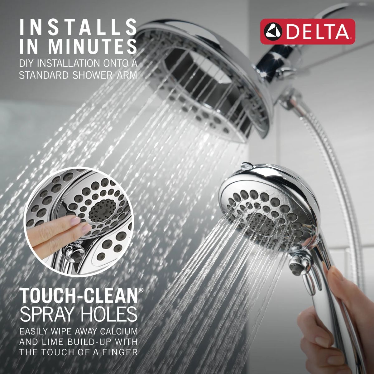 DELTA Universal Showering Components In2ition 5-Setting Two-In-One Shower — Lumicoat® Chrome