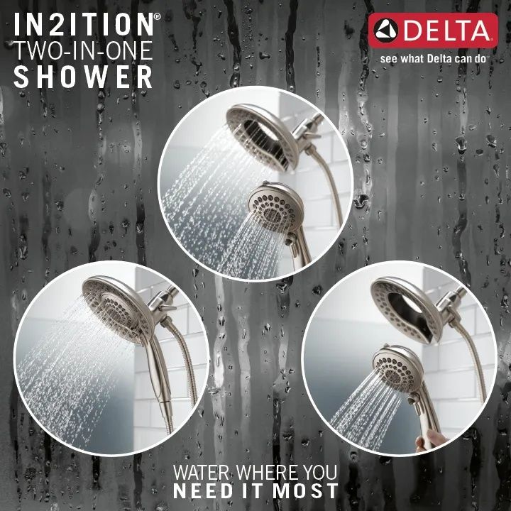 DELTA Universal Showering Components In2ition 5-Setting Two-in-One Shower — Stainless