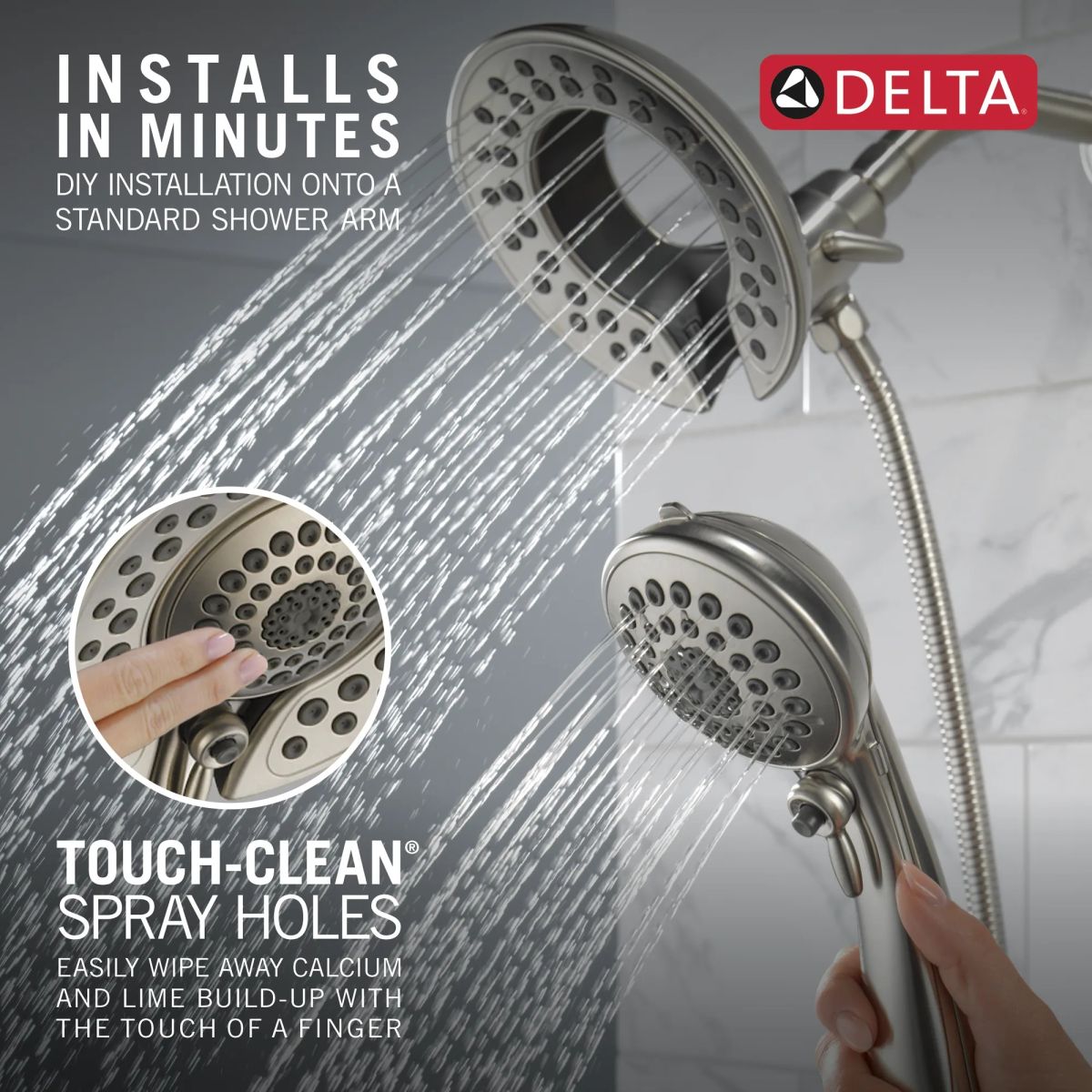 DELTA Universal Showering Components In2ition 5-Setting Two-In-One Shower — Lumicoat® Stainless
