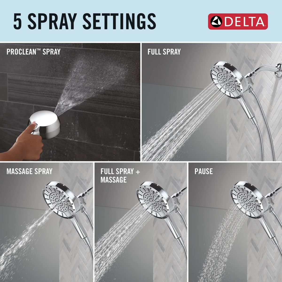 DELTA Universal Showering Components 5-Setting In2ition with ProClean — Chrome