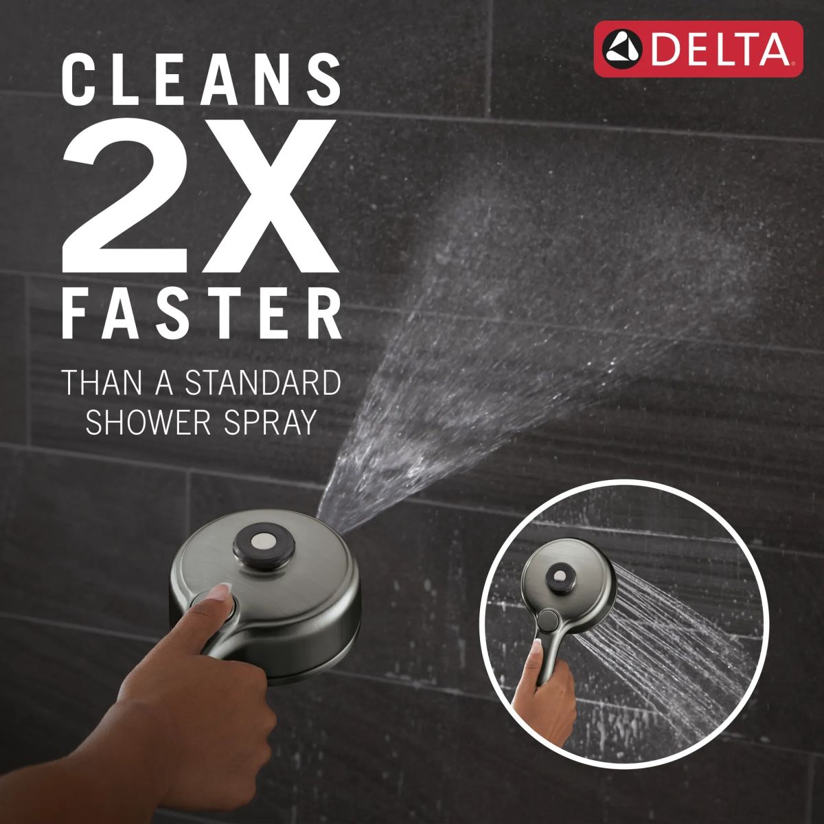 DELTA Universal Showering Components PivotPro 3-in-1 Combination Shower — Lumicoat® Black Stainless