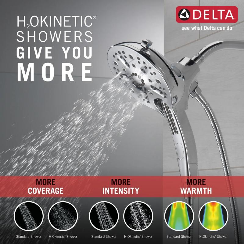 DELTA Universal Showering Components In2ition H2OKINETIC 5-Setting Two-in-One Shower — Chrome