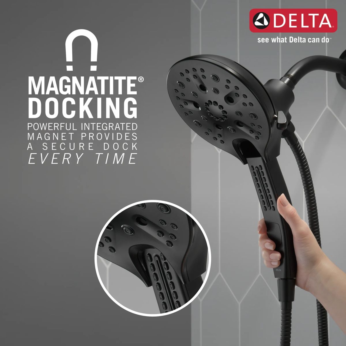 DELTA Universal Showering Components In2ition H2OKINETIC 5-Setting Two-in-One Shower — Matte Black