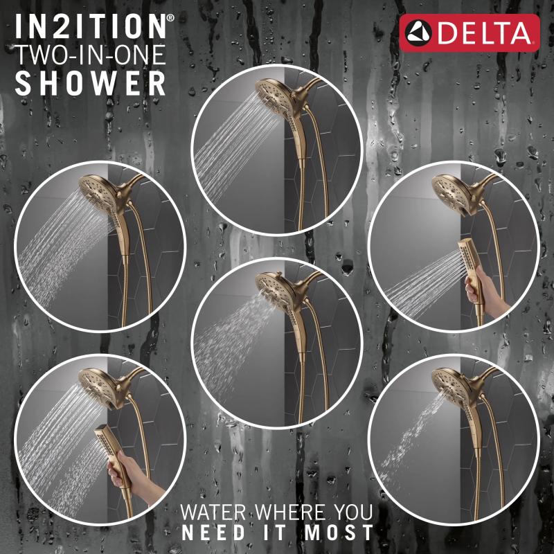 DELTA Universal Showering Components In2ition H2OKINETIC 5-Setting Two-in-One Shower — Lumicoat® Champagne Bronze