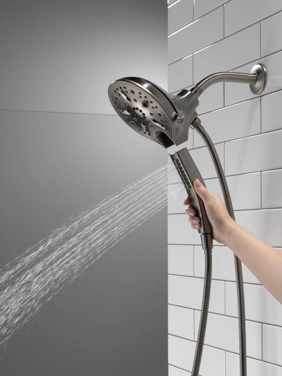 DELTA Universal Showering Components In2ition H2OKINETIC 5-Setting Two-in-One Shower — Lumicoat® Black Stainless