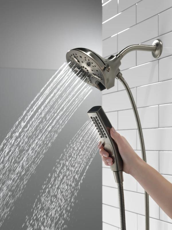 DELTA Universal Showering Components In2ition H2OKINETIC 5-Setting Two-in-One Shower — Lumicoat® Black Stainless