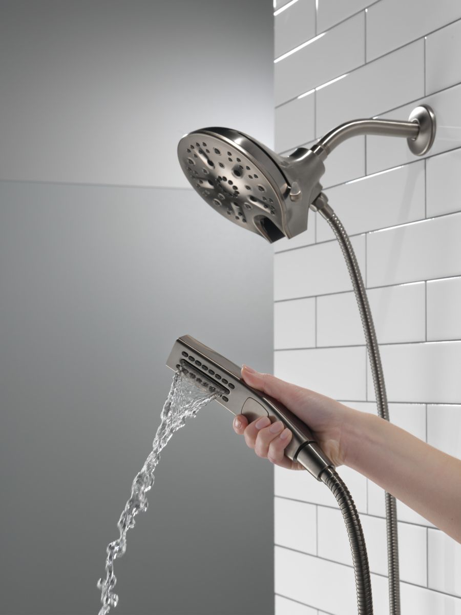DELTA Universal Showering Components In2ition H2OKINETIC 5-Setting Two-in-One Shower — Lumicoat® Black Stainless