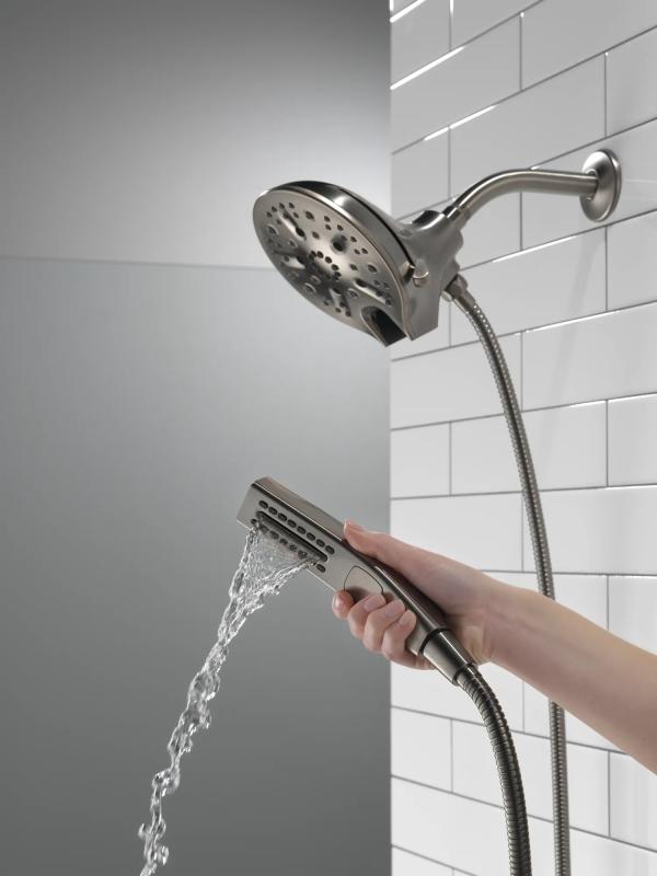 DELTA Universal Showering Components In2ition H2OKINETIC 5-Setting Two-in-One Shower — Lumicoat® Black Stainless