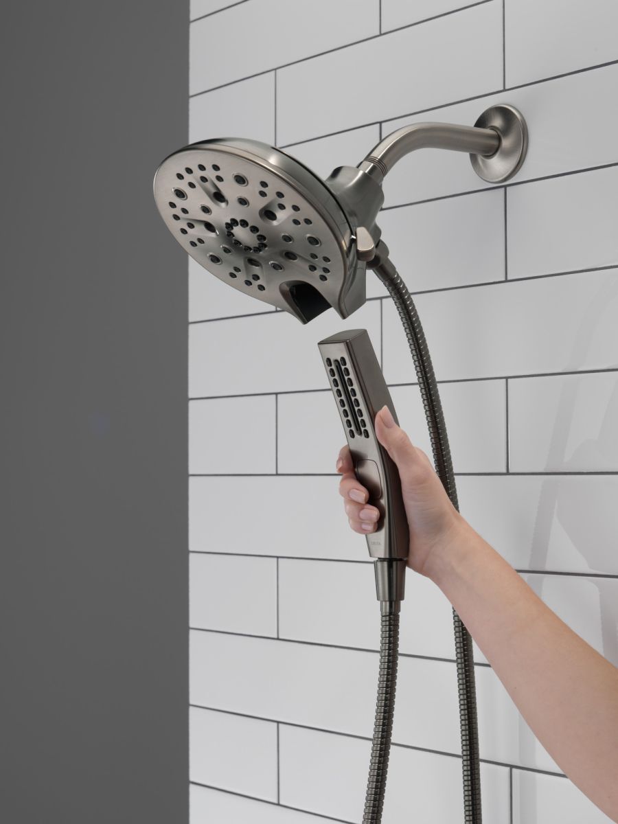 DELTA Universal Showering Components In2ition H2OKINETIC 5-Setting Two-in-One Shower — Lumicoat® Black Stainless