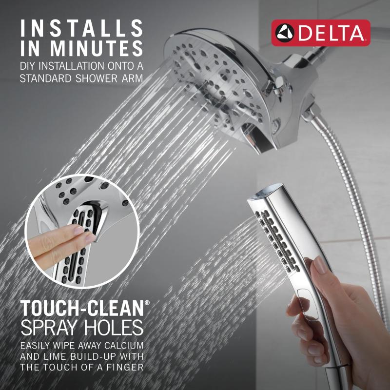 DELTA Universal Showering Components In2ition H2OKINETIC 5-Setting Two-in-One Shower — Lumicoat® Chrome