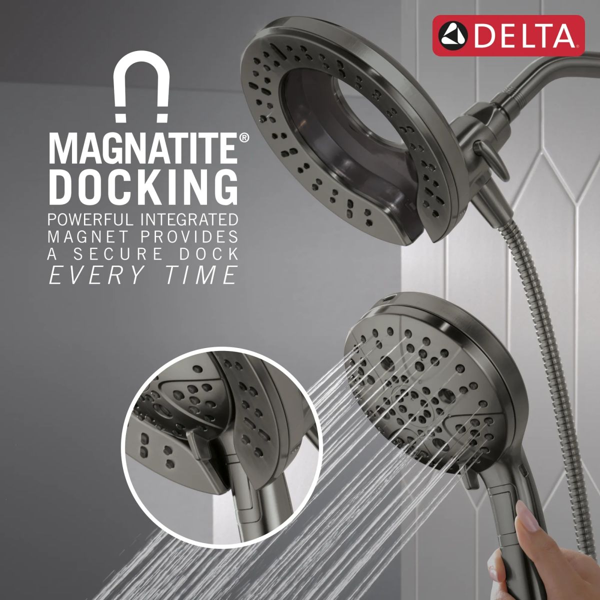 DELTA Universal Showering Components 7-Setting In2ition with ProClean — Lumicoat® Black Stainless