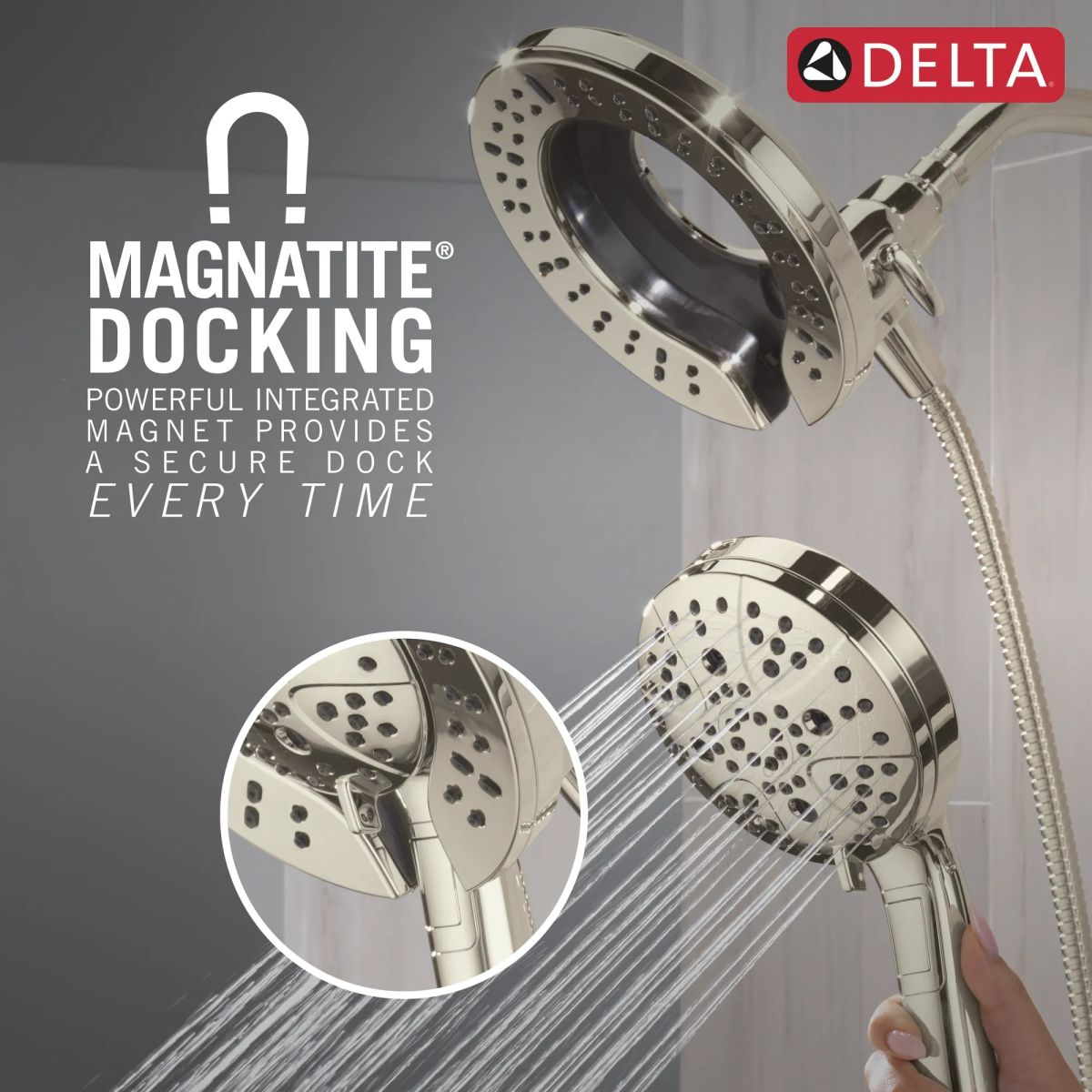 DELTA Universal Showering Components 7-Setting In2ition with ProClean — Lumicoat® Polished Nickel
