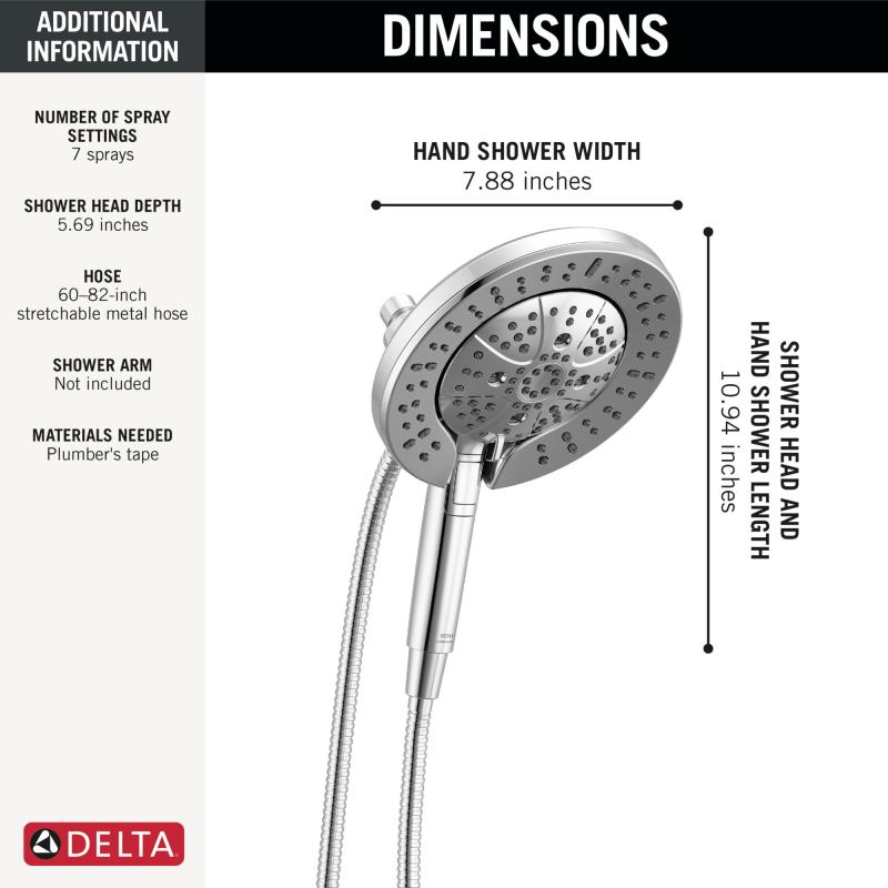 DELTA Universal Showering Components 7-Setting In2ition with ProClean — Lumicoat® Chrome