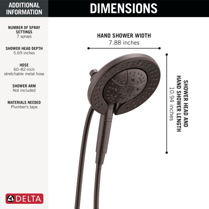 DELTA Universal Showering Components 7-Setting In2ition with ProClean — Venetian Bronze